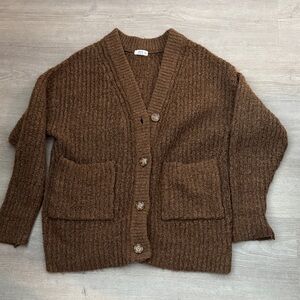 Ardene Chunky Knit Brown V-Neck Cardigan